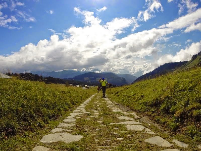 Praz de Lys up the stone path