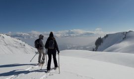 Snowshoeing and panorama